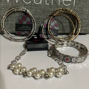 NWT Paparazz Bracelets: 2 sets (Gold/Brass and Silver) and 2 Single Bracelets.